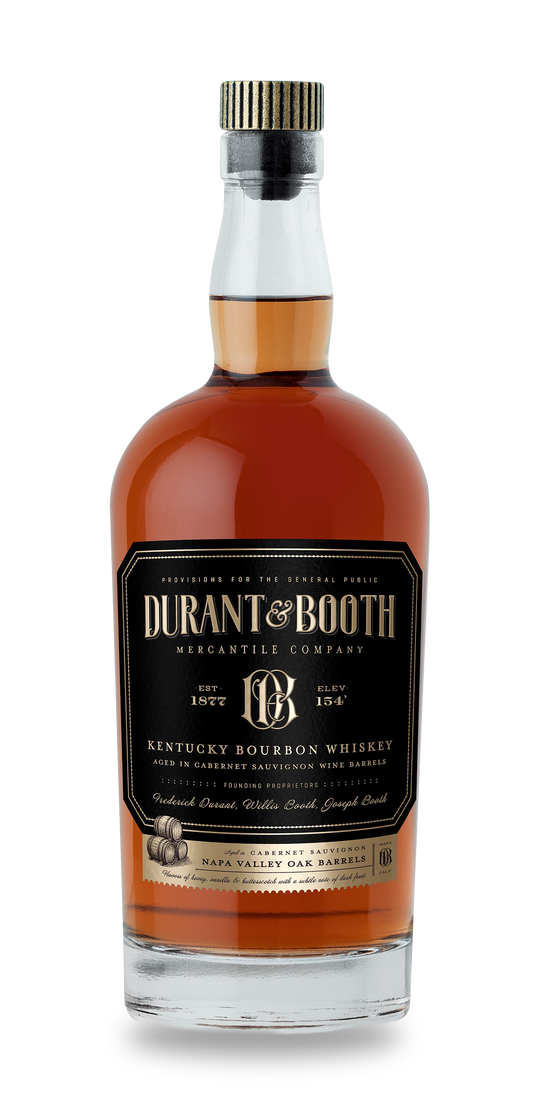 Image of a bottle of Durant and Booth Kentucky Bourbon Whiskey