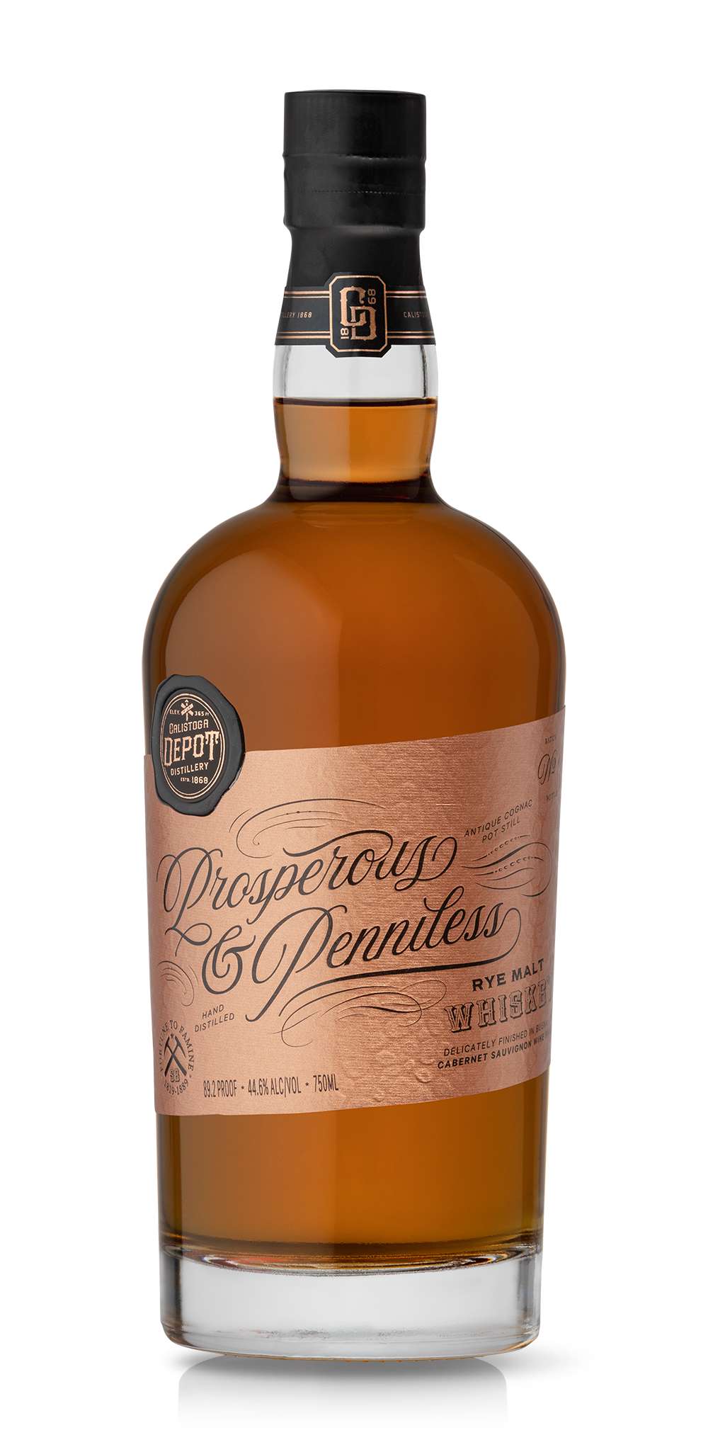 Prosperous & Penniless Rye Malt Whiskey by the Calistoga Depot Spirits